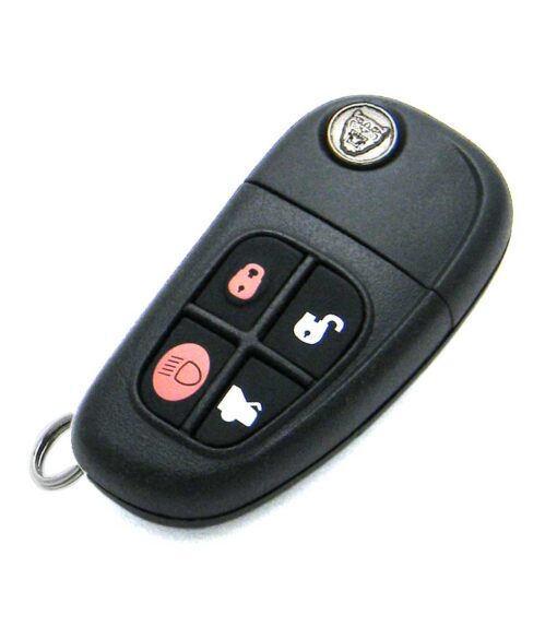 2002-2008 Jaguar X-Type 4-Button Flip Key Fob Remote (FCC: CWTWB1U24, NHVWB1U241, P/N: 1X43-15K601)
